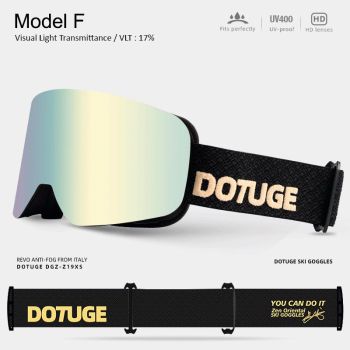 DOTUGE DGZ-Z19XS Series Ski Goggles with Magnetic Quick-Change Lens, Double-Layer Anti-Fog UV400 HD Coated Lenses, Compatible with Prescription Glasses, for Snow Sports, Climbing, and Mountain Adventures (G)