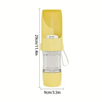 Portable Dog Water Bottle – Leak-Proof Pet Water Dispenser with Food Storage, Ideal for Outdoor Walks, Camping, and Travel (Pink)