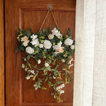 Artificial Hanging Floral Decor Home Decoration Door Decor Porch Decor Wall - White - Size 70-35-30