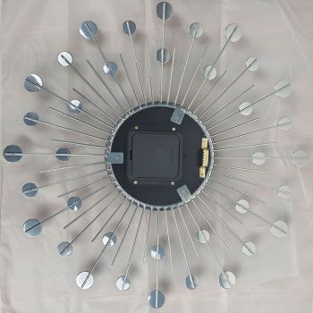 Silver Black Silver Wall Clock Sunburst Wall Clock Home Decor Clock Modern Wall Clock