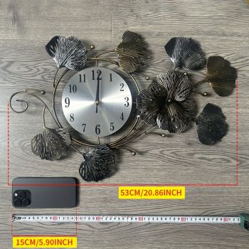 Vintage color Silver Ginkgo Leaf Wall Clock Home Decor Clock Decorative Wall Clock Retro Colored