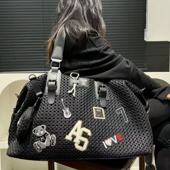 Travel Duffle Bag Embroidered Duffle Bag Stylish Travel Bag Weekend Bag For Men - Black - Size L