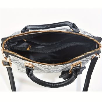 Ladies Hand-Held Bags 2-Piece Set Embroidered Print Retro Stylish Bag With - Green - Size 24-13-24