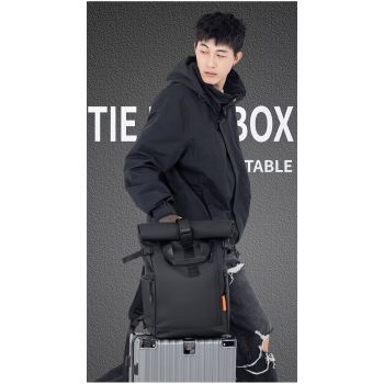 Roll-Top Backpack Travel Backpack Water-Resistant Backpack Unisex Backpack - White - Size M
