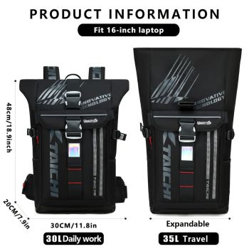 Waterproof Backpack Travel Backpack Taichi Backpack Laptop Backpack Multiple - White - Size L