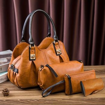 Vintage Bag Set Women'S Bag Set Tote Bag Cross-Body Bag Clutch Card Holder - Green - Size 32-16-20