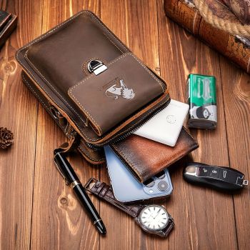 brown Brown Black Leather Cross Body Bag Genuine Leather Bag Travel Bag Daily Use Bag Stylish Bag