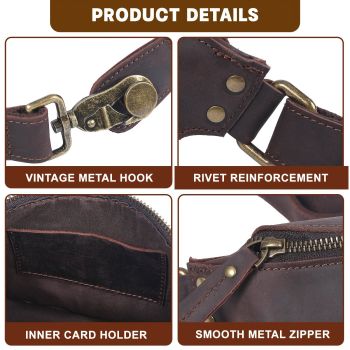 dark coffee color Black Top-Grain Leather Cross-Body Bag Leather Crossbody Bag Australian Leather Bag