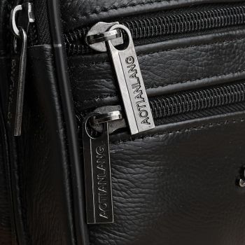 Black Brown Leather Fanny Pack Travel Fanny Pack Multi-Compartment Fanny Pack Adjustable