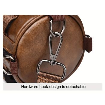 Brown Unisex Cross-Body Bag Travel Bag Leather-Like Bag Adjustable Strap Bag