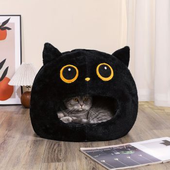 Black White cat bed, cat-shaped bed, cat furniture, cat hideaway, pet comfort, cat cave bed, cozy cat bed, cute cat bed, Australian pet products, cat