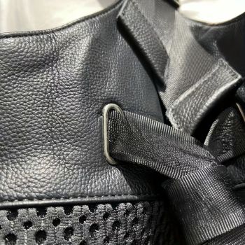 Leather Backpack Mesh Backpack Hybrid Backpack Travel Backpack Stylish Backpack - Black - Size M