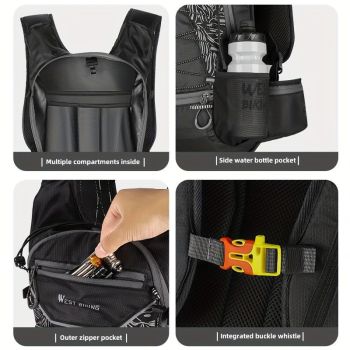 Cycling Backpack Biking Backpack West Biking High-Quality Backpack Organized - Black - Size L
