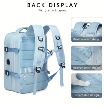 Expansion Backpack Travel Backpack Expandable Storage Multiple Compartments - Beige - Size L