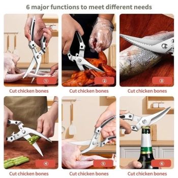 Kitchen Shears Scissors, Upgraded Kitchen Scissors, Outdoor Multifunctional Barbecue Scissors, Super Sharp Chicken Bone Scissors