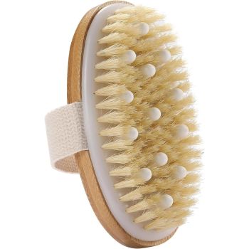 Natural Bristle Dry Brush, Exfoliating Body Brush for Lymphatic Drainage, Cellulite Brush for Full Body, Improving Skin Health