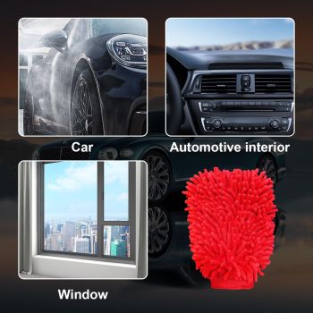 Premium Microfiber Wash Mitt, Soft Scratch-Free Double-Sided Chenille Washing Gloves Perfect for Car Washing and Detailing (Red