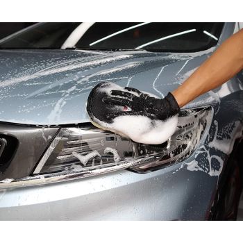 Wool Car Wash Gloves,Lint Free Scrubber High Density Car Wash Wool Glove Microfiber Wool Soft Automotive Car Washing Cleaning