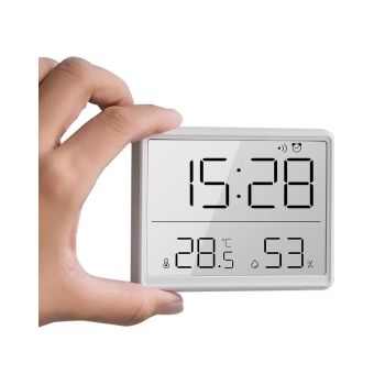 Smart Digital Alarm Clock, w/Magnetic Attraction, Indoor Temperature Humidity, HD Screen Hour Date, Battery Operated - White