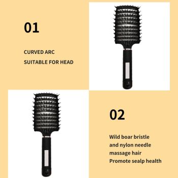 Premium Boar Bristle Hair Brush,Massage Comb for Women & Menfor Thick Curly Thin Long Short Wet or Dry Hair Adds Shine and Makes