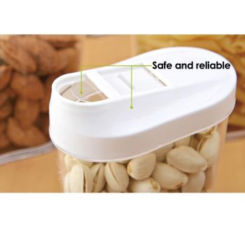 5Pcs Food Storage Box Clear Container Set with Pour Lids Kitchen Food Sealed Snacks Dried Fruit Grains Tank Storage Cereal Box