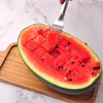 2-in-1 Stainless Steel Fruit Cutter, Portable Watermelon Fork Slicer Cutter and Scoop Tool, for Quickly Fruit Forks Slicer(2 PCS)