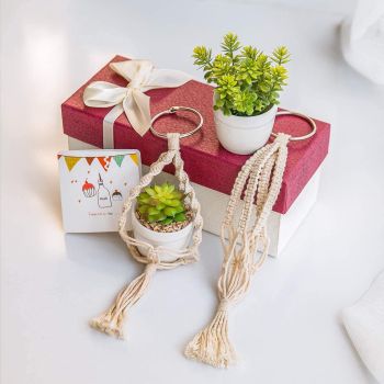 Charm Cute Hanging Rearview Car Decor Hanger with Artificial Succulent Plants Gifts for Plant Lover Set of 5