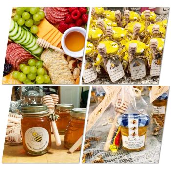 2Pcs Honey Dipper Sticks-Wooden Honey Dipper,Mini Honeycomb Stick, Honey Stirrer Stick for Honey Jar Dispense Wedding Party Gift