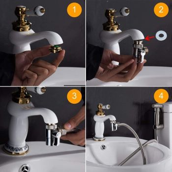 Kitchen and Bathroom Sink Faucet Diverter Valve with Aerator and Male Threaded Adapter for Hose Attachment for Water Diversion