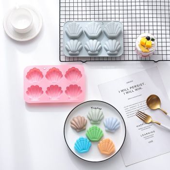 Cute Shell Ice Cube Trays Silicone Shell Chocolate Mold Wax Melt Molds Easy Release Ice Trays Non-Stick Chocolate Soap （2pcs）