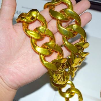 Plastic Chunky Gold Necklace for Men Women,Fake Gold Chain Rapper Punk Hip Hop Necklace Costume Jewelry Accessory