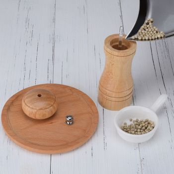 Pepper Grinder Pepper Mill, Adjustable Coarseness Wooden Peppermill, Ceramic Grinding Mechanism Salt Mill Refillable