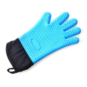 Oven Mitts Silicone and Cotton Double Layer Heat Resistant Microwave Gloves - Waterproof, Heat-Insulated and Durable - 1 Pair