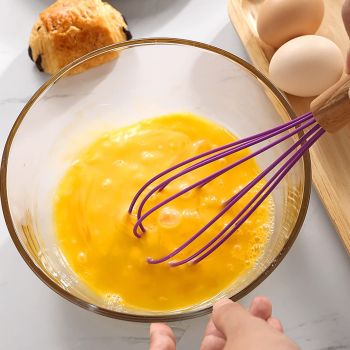 Egg Mixer Manual Egg Mixer Milk Frother Kitchen Utensil Mixing Wooden Handle Durable Food Grade Purple