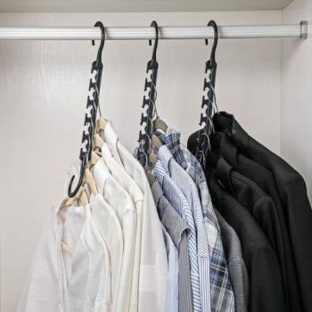 Pack of 5 in black,Space Saving Solution for Your Closet Compact Closet Organization,Fully Assembled Hanger Closet Organizer