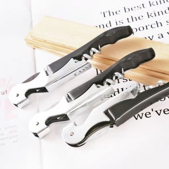 Double Hinged Professional Waiter's Corkscrew - Wine Key and Wine Opener for Wine Bottles, Black （2pcs）