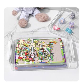 2 PCS Plastic Storage Bins with Lids and Latches, Portable Project Case for Drawers, Clear Stackable File Box for Documents