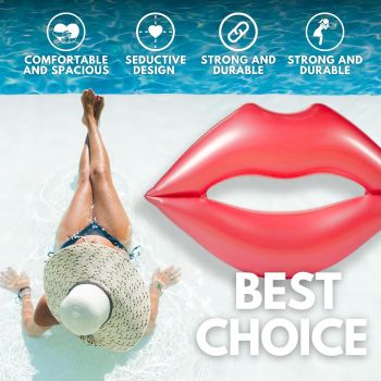 Giant Red Lips Pool Float – Extra Large Adult Water Float Inflatable Mouth Print Floating Row Water Toy Rest Swimming Pool Float