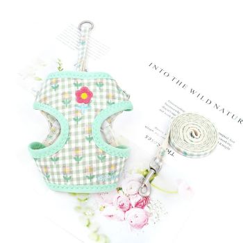 Small Dog Vest Harness and Leash Set for Walking Escape Proof Kitten Cat Harness No Pull Soft Mesh Padded Adjustble Puppy （4pcs）
