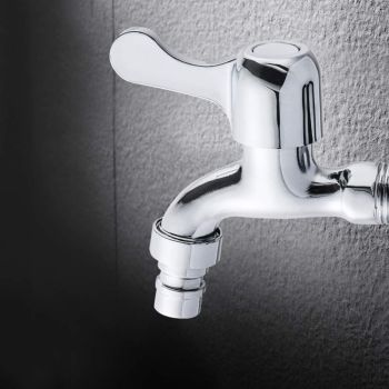 Wall Mounted Basin Tap Single Cross Handle Washing Machine Faucet Balcony Mop Sink Faucet Pool Faucet for Indoor Outdoor