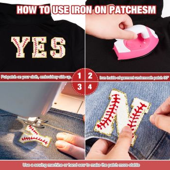 26 Pieces Glitters Patches Iron on Letters Chenille A-Z Patches Decorative Repair Embroidered Patches Personalized Sew On Patches