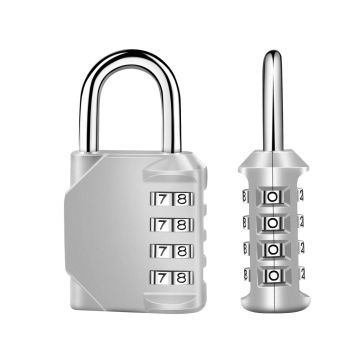 Combination Lock Outdoor, 4 Digit Re-settable Padlock for Gym, School, Fence, Employee Locker (silvery )