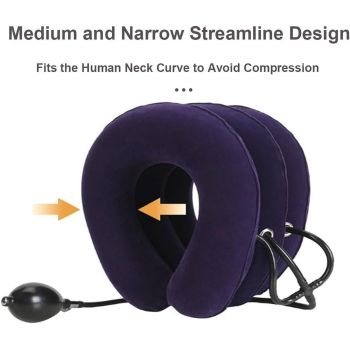 Adjustable Inflatable Neck Brace Neck Stretcher Cervical Traction, Neck Brace Corrects Posture Neck (Blue)