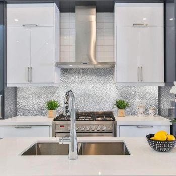 Kitchen Self-Adhesive Wallpaper,Stove Countertop Waterproof High Temperature Resistant Stickers, Cabinet Aluminum Drawer Sticker