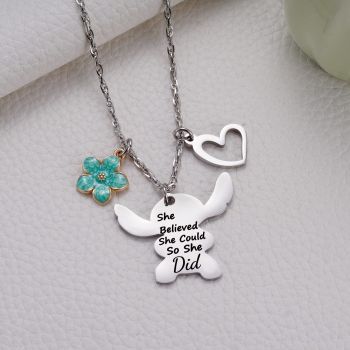 Cute Necklace Gifts for Women Girls, Inspired Birthday Christmas for Granddaughter Daughter Niece （blue）