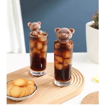 2Pcs 3D Teddy Bear Ice Silicone Molds Ice Cube Trays Mold Silicone Animal Mold Soap Candle Mold Ice Cube for Coffee Milk Tea Candy