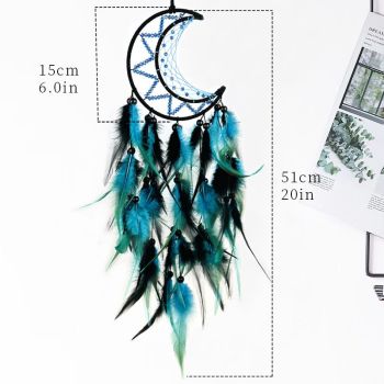 Moon Dream Catcher for Bedroom Black&Blue Feather Dreamcatcher for Kids Girls Adult Dream Catchers Ornaments for Bedroom（2pcs）