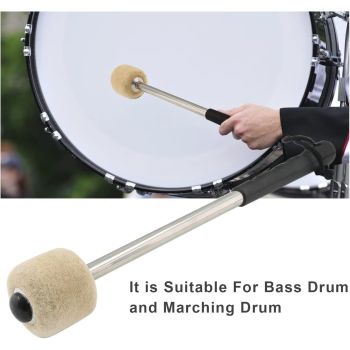 2 Pcs Bass Steel Drum Mallets,Wool Felt Drum Sticks with Stainless Steel Handle,Anti-slip Wool Drum Mallets for Drums Snare Drums