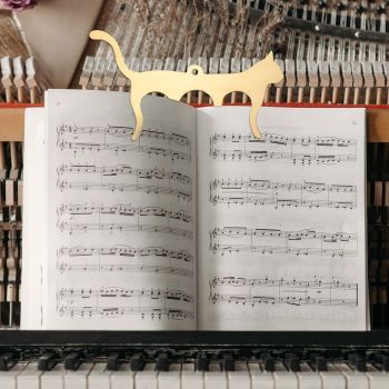 Metal Music Book Clips Sheet Music Page Holder Clips for Sheet Music Stands, Cute Cat Shaped Metal Music Bookmark for Piano