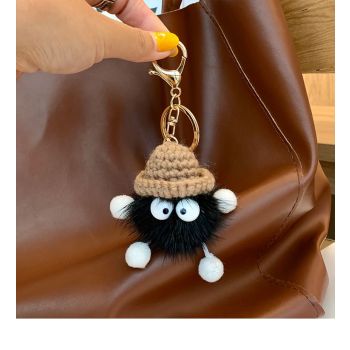 Small Briquette Figures Keychain Pendant Animal Doll Fluffy Key Chain Car Hanging Decor Keyring Home Ornament